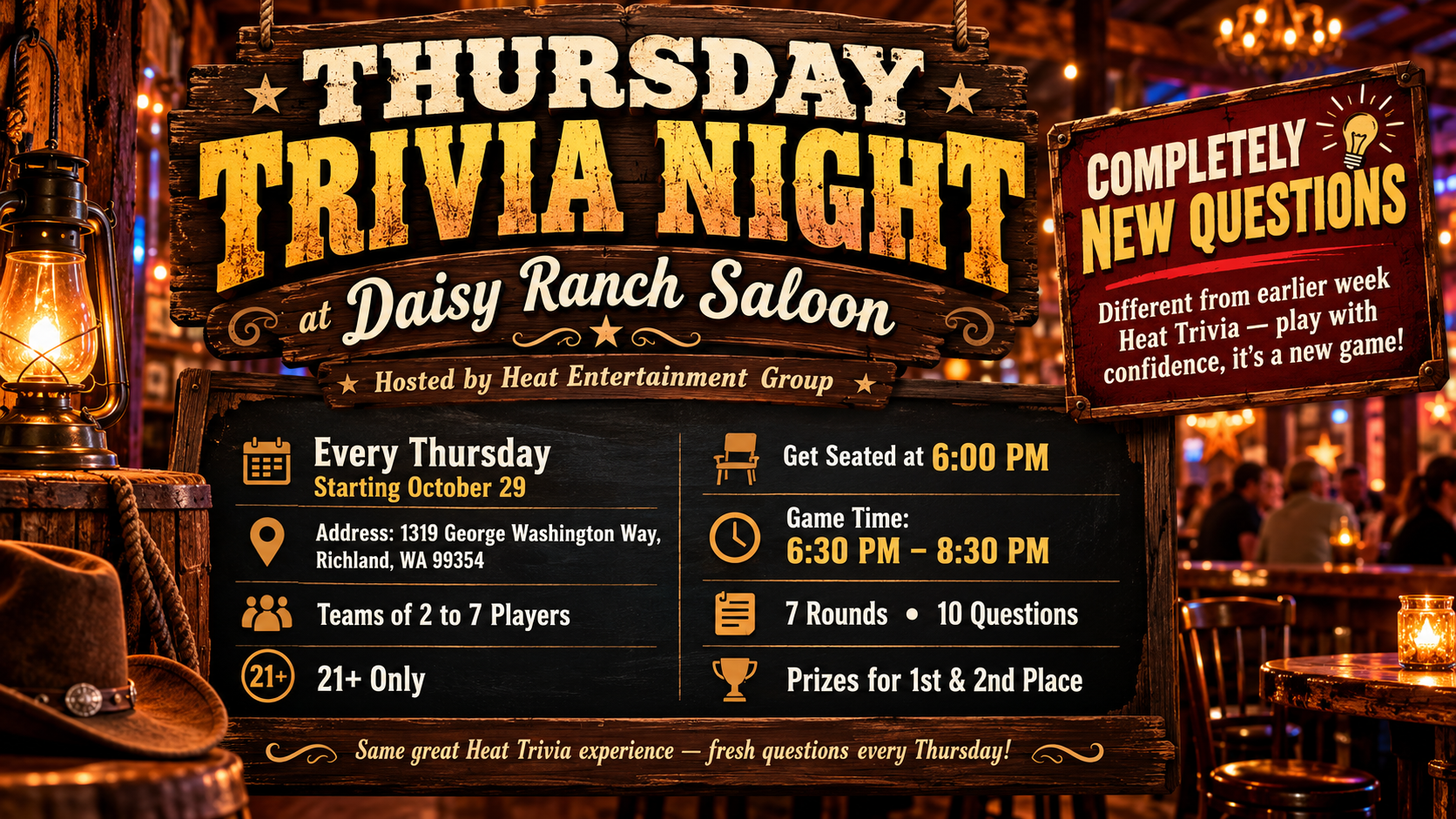 🧠🔥 THURSDAY TRIVIA NIGHT AT DAISY RANCH SALOON! 🔥🧠